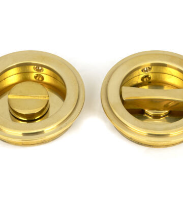 From The Anvil Polished Brass 60mm Art Deco Round Pull – Privacy Set