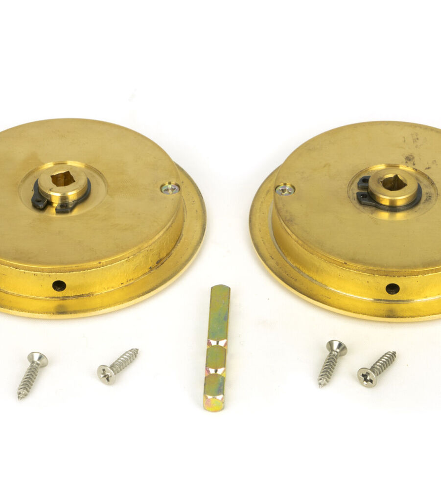 From The Anvil Polished Brass 75mm Art Deco Round Pull - Privacy Set - Image 5
