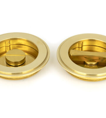 From The Anvil Polished Brass 75mm Art Deco Round Pull – Privacy Set