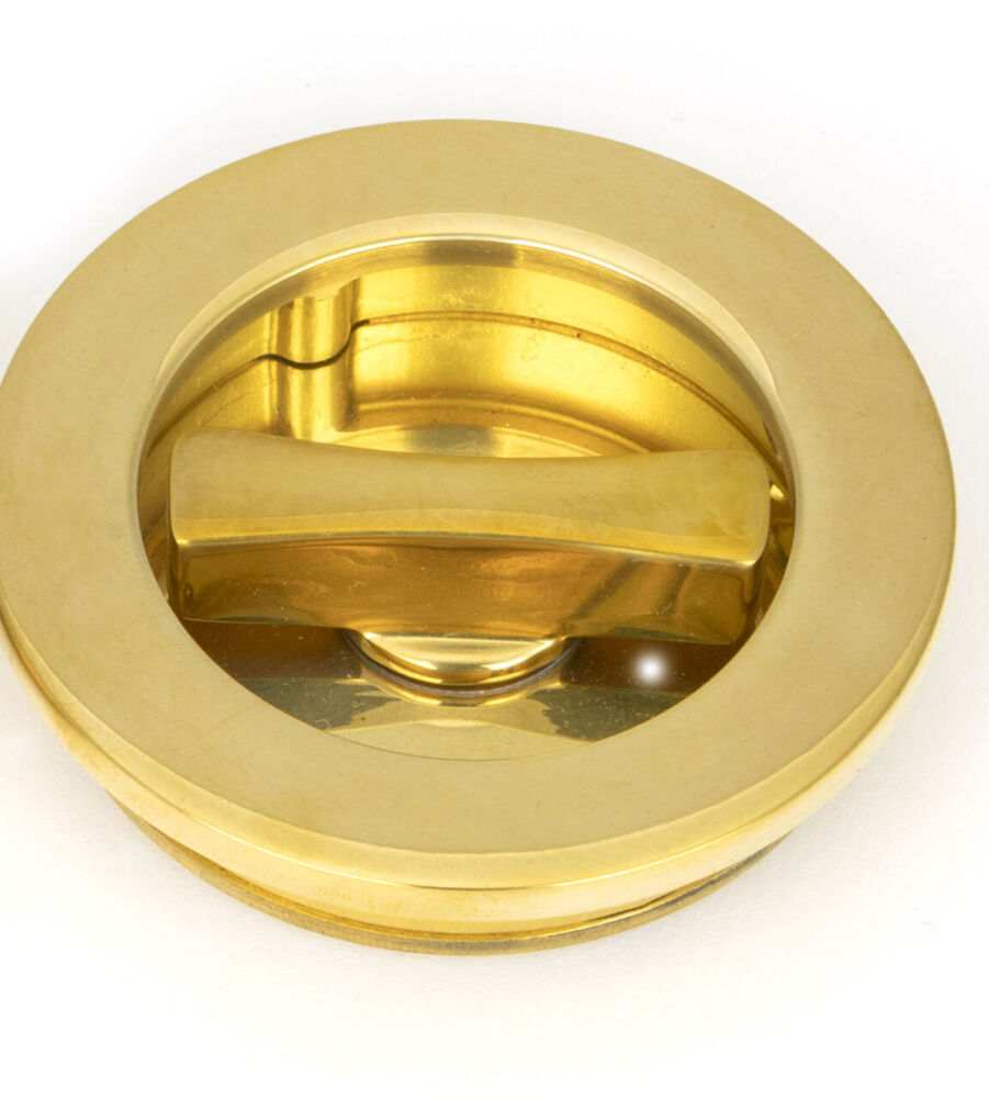 From The Anvil Polished Brass 60mm Plain Round Pull - Privacy Set - Image 3