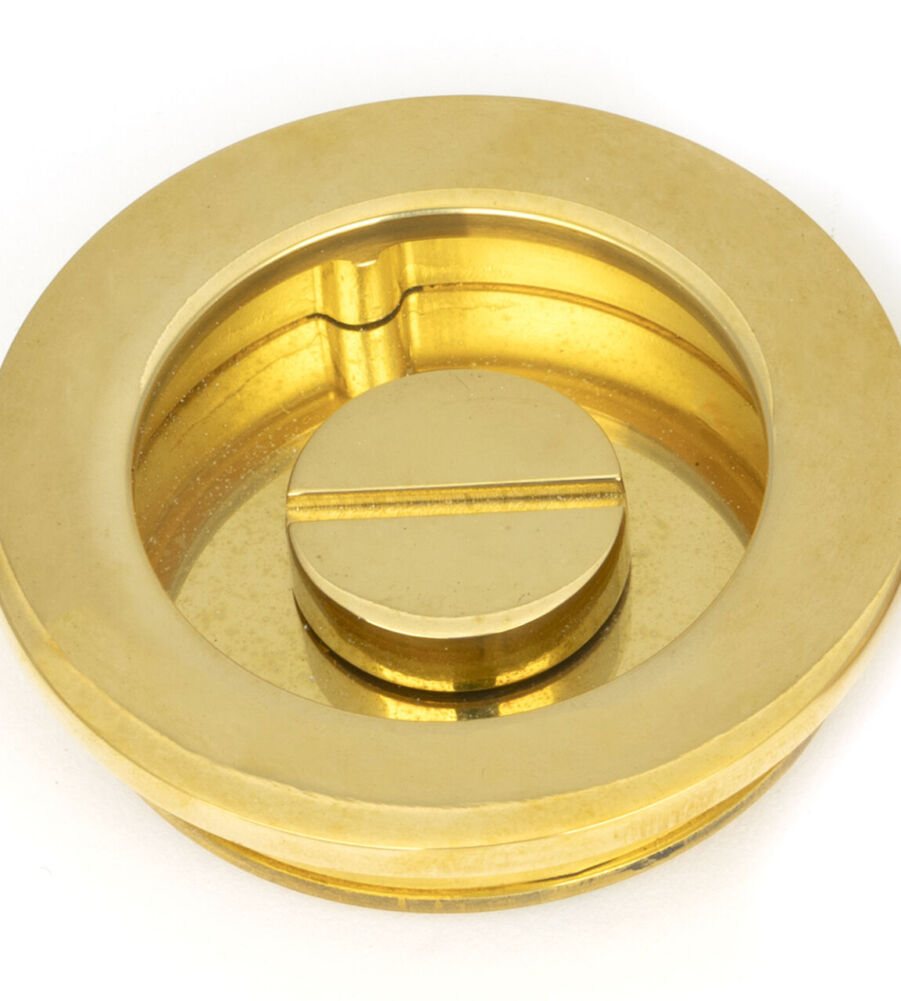 From The Anvil Polished Brass 60mm Plain Round Pull - Privacy Set - Image 4
