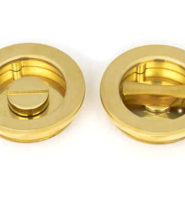 From The Anvil Polished Brass 60mm Plain Round Pull – Privacy Set