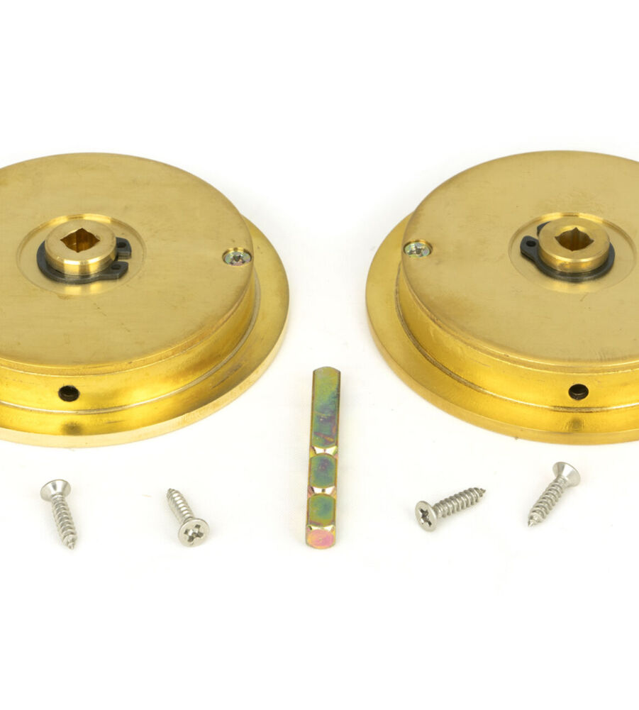 From The Anvil Polished Brass 75mm Plain Round Pull - Privacy Set - Image 5