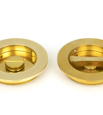 From The Anvil Polished Brass 75mm Plain Round Pull – Privacy Set