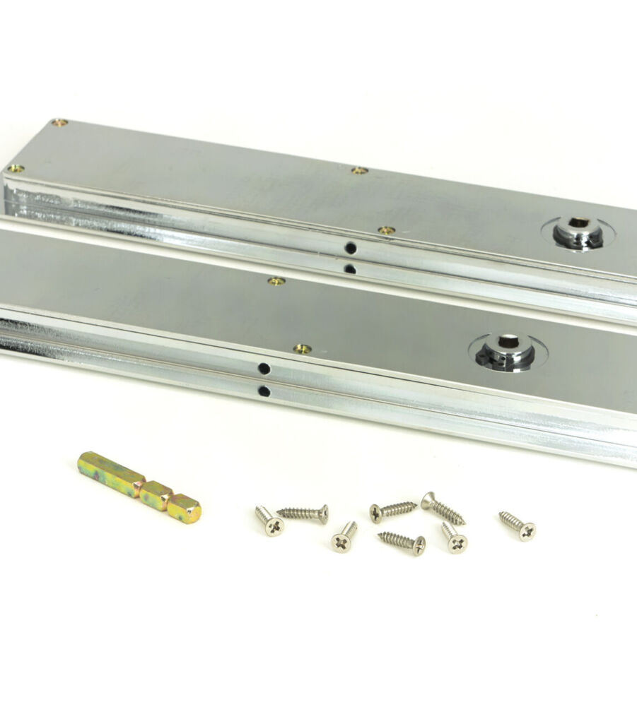From The Anvil Polished Chrome 250mm Art Deco Rectangular Pull -Privacy Set - Image 4