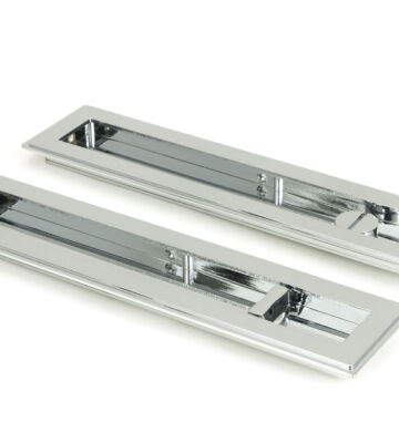 From The Anvil Polished Chrome 250mm Art Deco Rectangular Pull -Privacy Set
