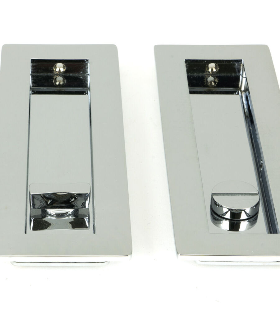 From The Anvil Polished Chrome 175mm Plain Rectangular Pull - Privacy Set - Image 3
