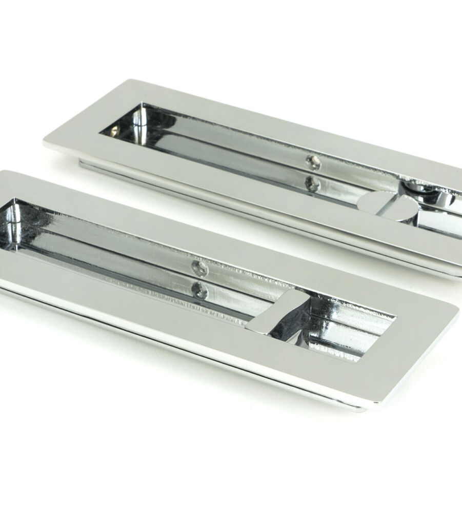 From The Anvil Polished Chrome 175mm Plain Rectangular Pull - Privacy Set