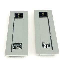 From The Anvil Polished Chrome 250mm Plain Rectangular Pull - Privacy Set - Image 3