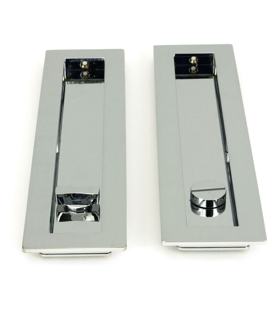 From The Anvil Polished Chrome 250mm Plain Rectangular Pull - Privacy Set - Image 3
