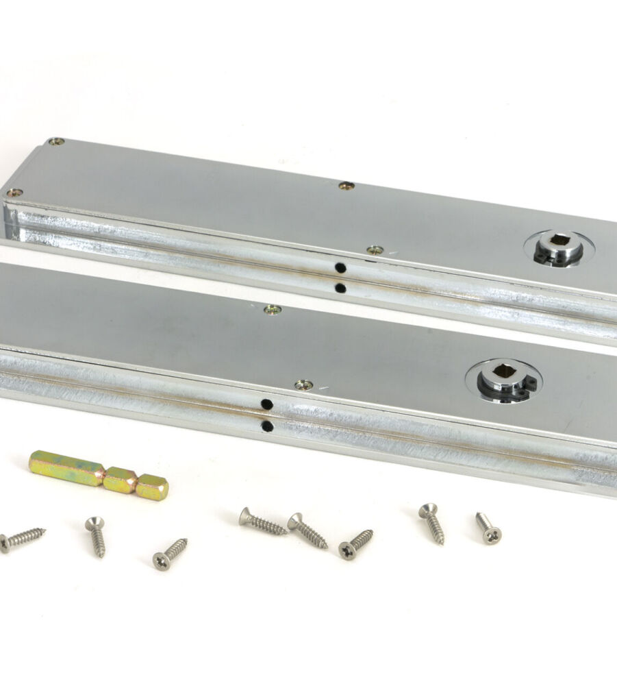 From The Anvil Polished Chrome 250mm Plain Rectangular Pull - Privacy Set - Image 4
