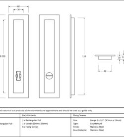 From The Anvil Polished Chrome 250mm Plain Rectangular Pull - Privacy Set - Image 2