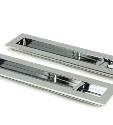 From The Anvil Polished Chrome 250mm Plain Rectangular Pull – Privacy Set