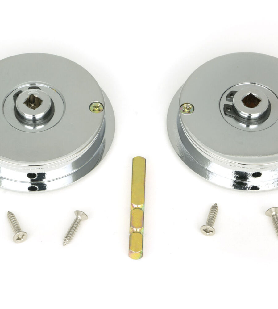From The Anvil Polished Chrome 60mm Art Deco Round Pull - Privacy Set - Image 5