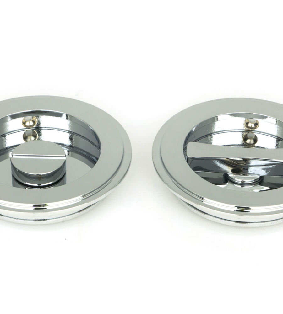 From The Anvil Polished Chrome 75mm Art Deco Round Pull - Privacy Set