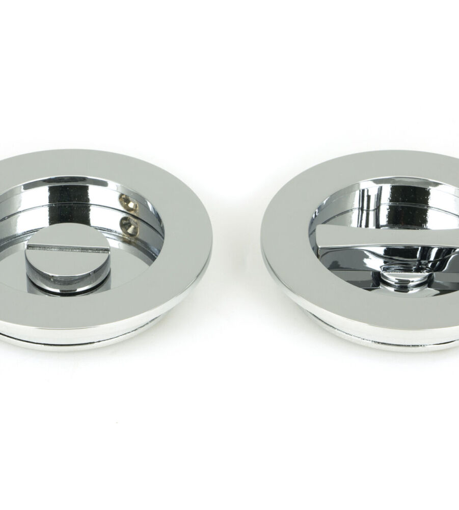 From The Anvil Polished Chrome 75mm Plain Round Pull - Privacy Set