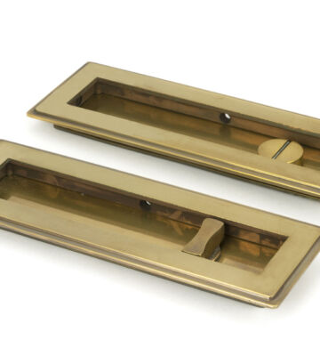 From The Anvil Aged Brass 175mm Art Deco Rectangular Pull – Privacy Set