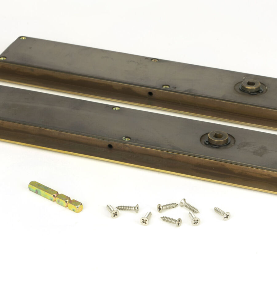 From The Anvil Aged Brass 250mm Art Deco Rectangular Pull - Privacy Set - Image 4