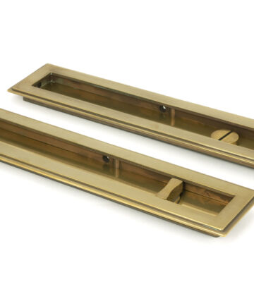 From The Anvil Aged Brass 250mm Art Deco Rectangular Pull – Privacy Set