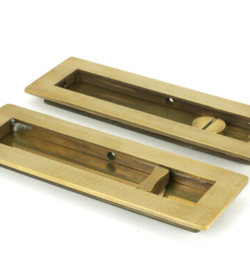 From The Anvil Aged Brass 175mm Plain Rectangular Pull – Privacy Set