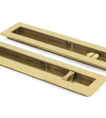 From The Anvil Aged Brass 250mm Plain Rectangular Pull – Privacy Set