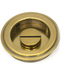 From The Anvil Aged Brass 60mm Art Deco Round Pull - Privacy Set - Image 4