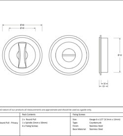 From The Anvil Aged Brass 60mm Art Deco Round Pull - Privacy Set - Image 2