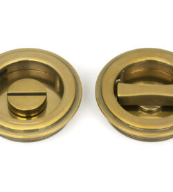 From The Anvil Aged Brass 60mm Art Deco Round Pull - Privacy Set