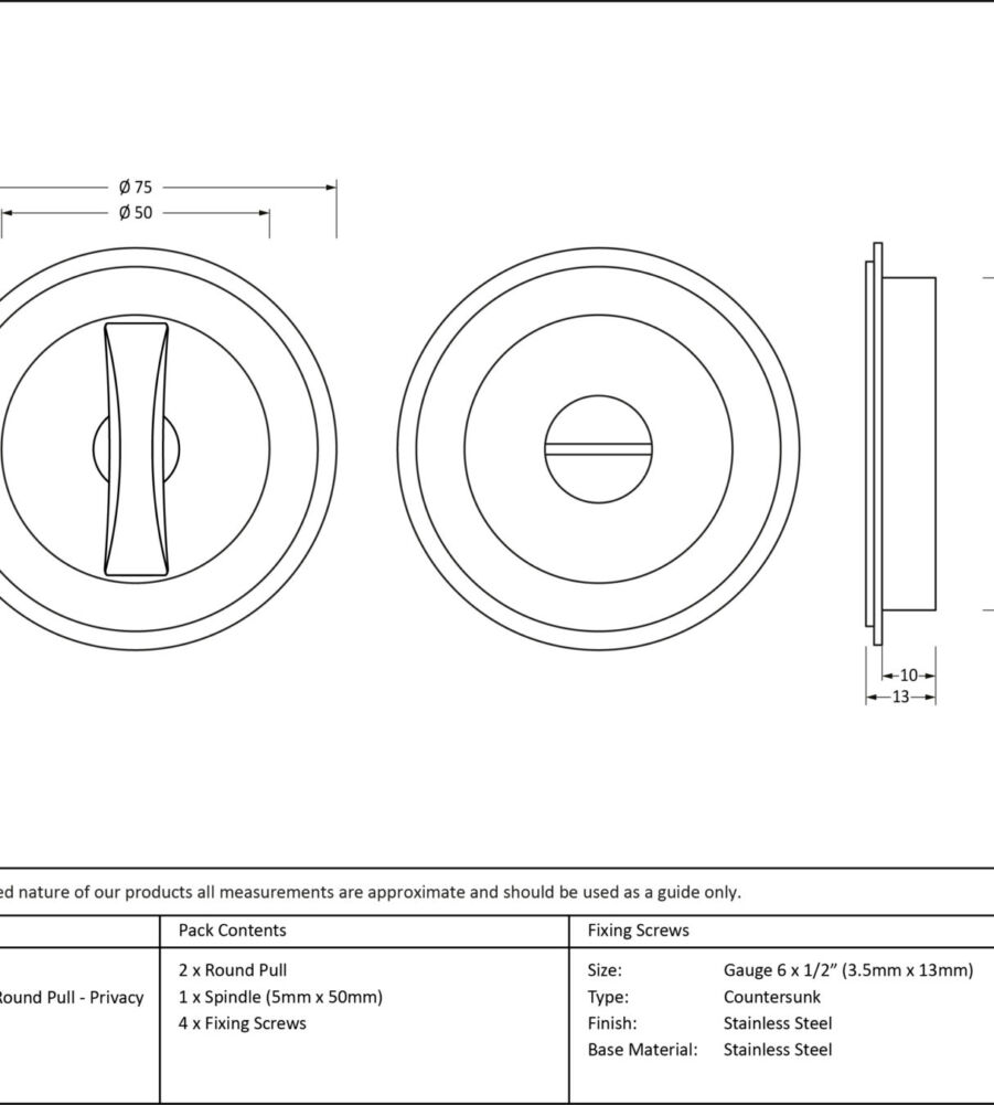 From The Anvil Aged Brass 75mm Art Deco Round Pull - Privacy Set - Image 2