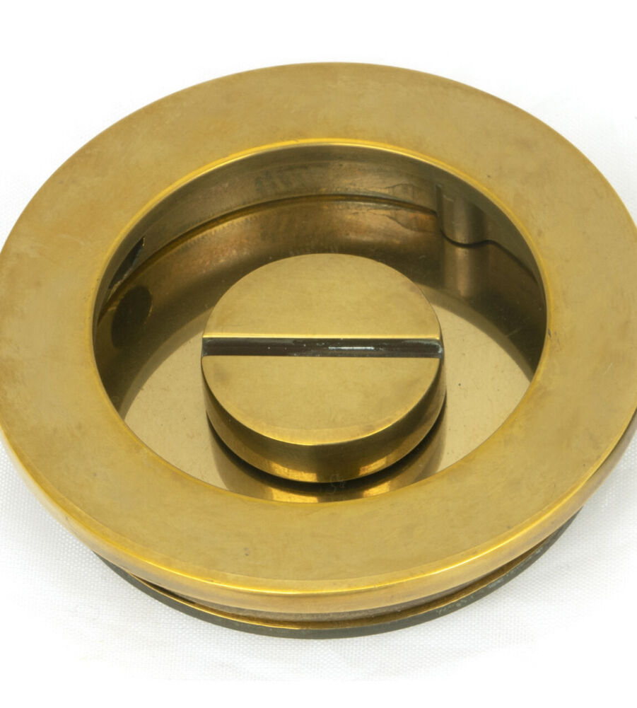 From The Anvil Aged Brass 60mm Plain Round Pull - Privacy Set - Image 3