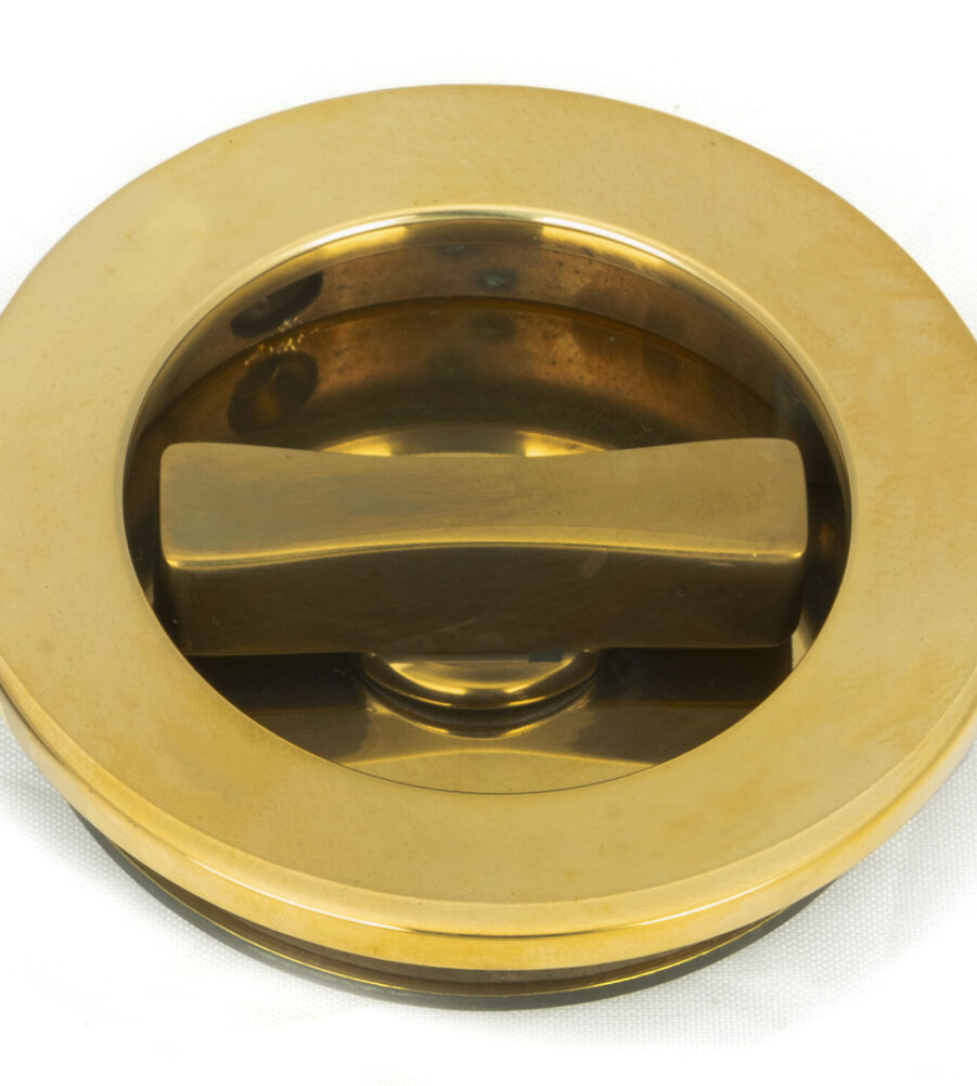 From The Anvil Aged Brass 60mm Plain Round Pull - Privacy Set - Image 4