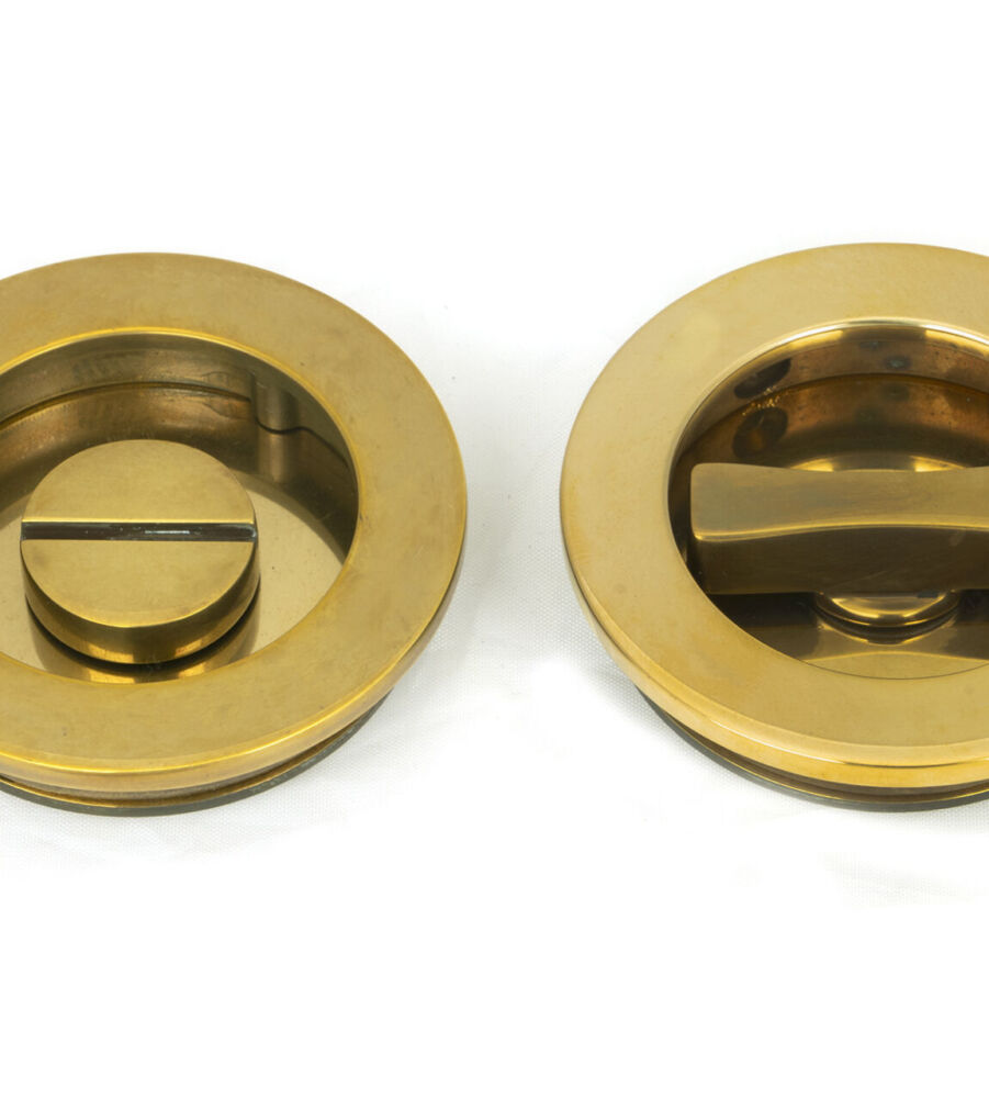 From The Anvil Aged Brass 60mm Plain Round Pull - Privacy Set