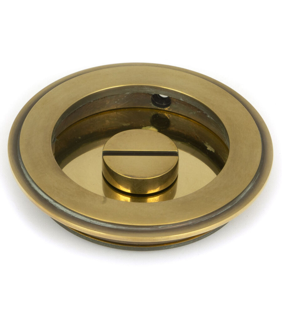 From The Anvil Aged Brass 75mm Plain Round Pull - Privacy Set - Image 3