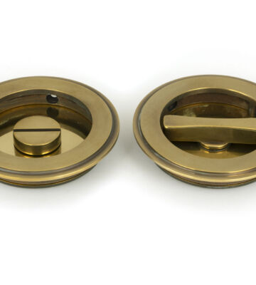 From The Anvil Aged Brass 75mm Plain Round Pull – Privacy Set