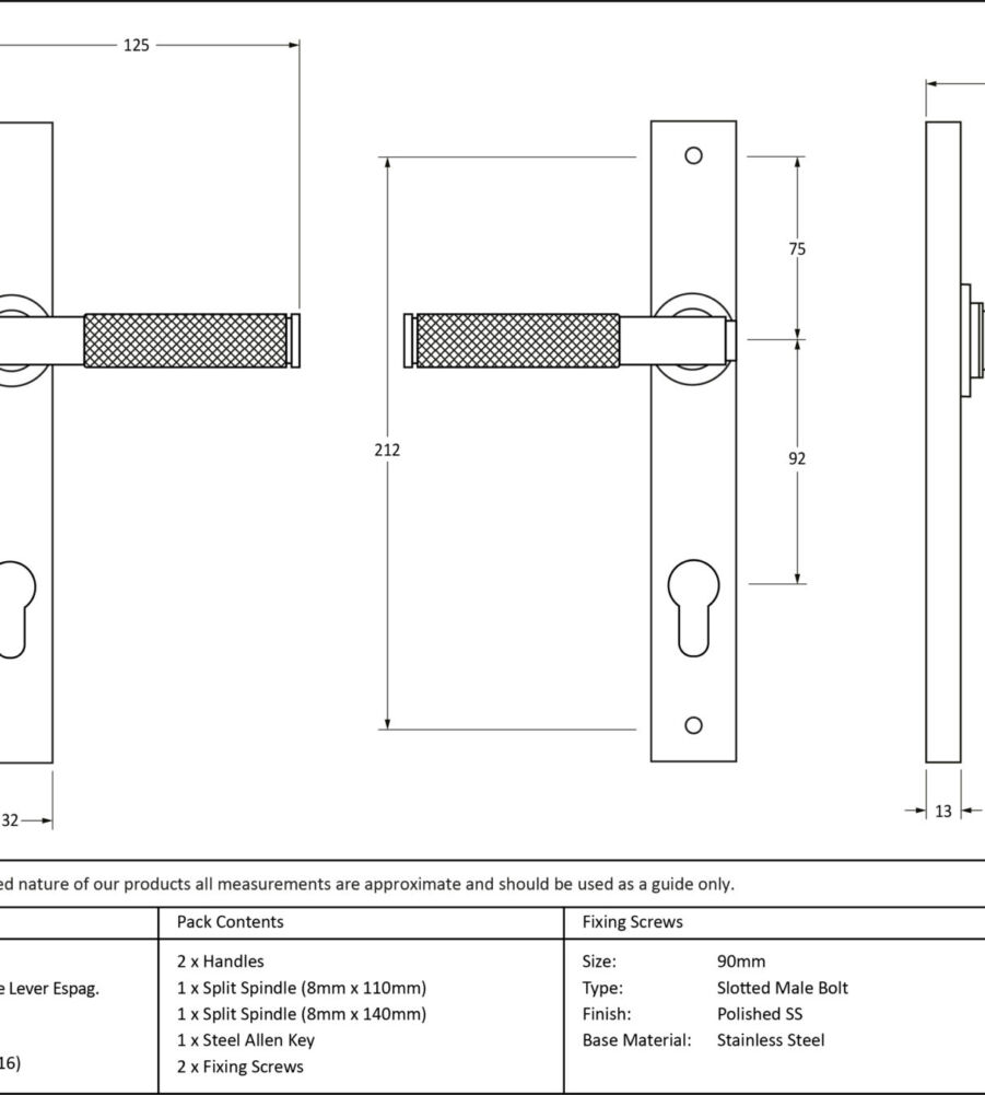From The Anvil Polished Marine SS (316) Brompton Slimline Espag. Lock Set - Image 2