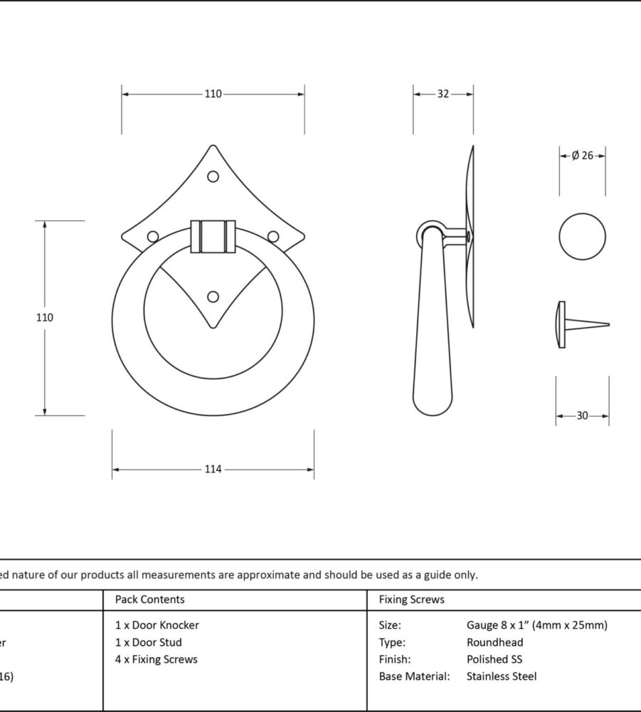 From The Anvil Polished Marine SS (316) Ring Door Knocker - Image 2