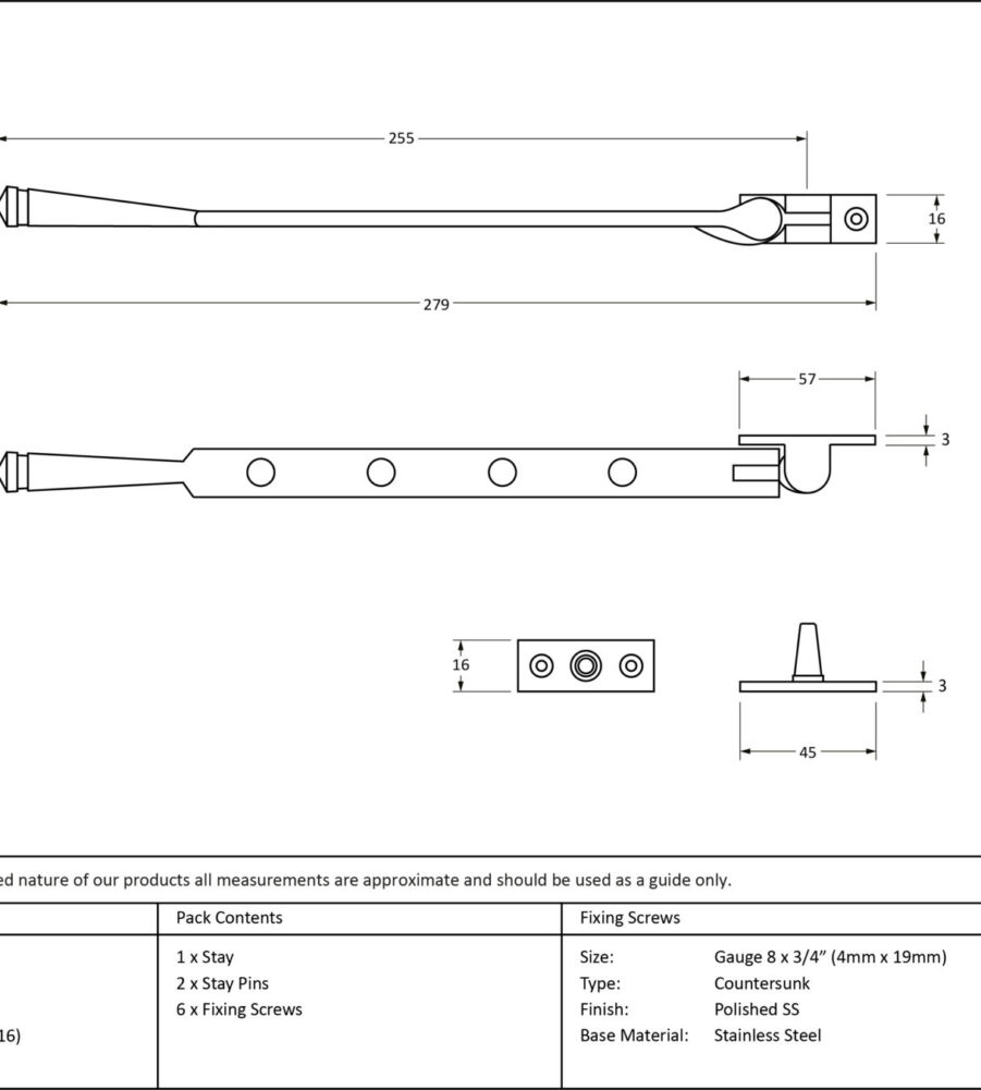 From The Anvil Polished Marine SS (316) 10" Avon Stay - Image 2