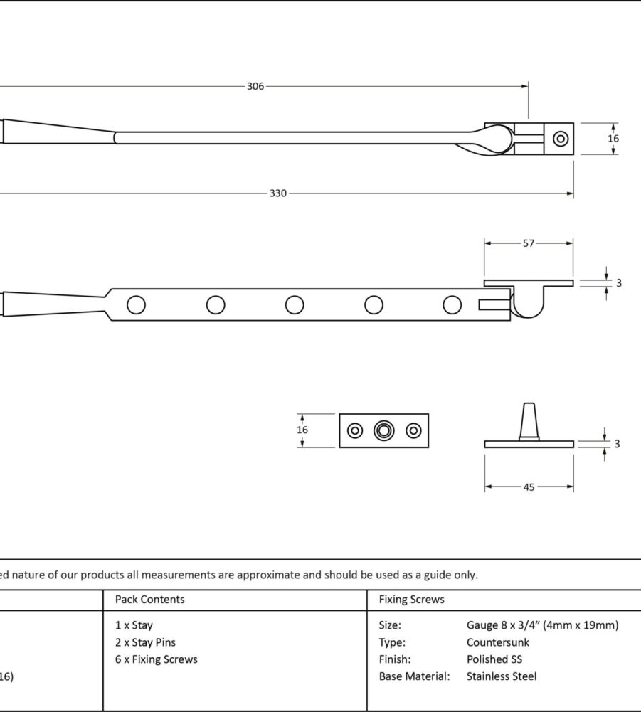 From The Anvil Polished Marine SS (316) 12" Avon Stay - Image 2