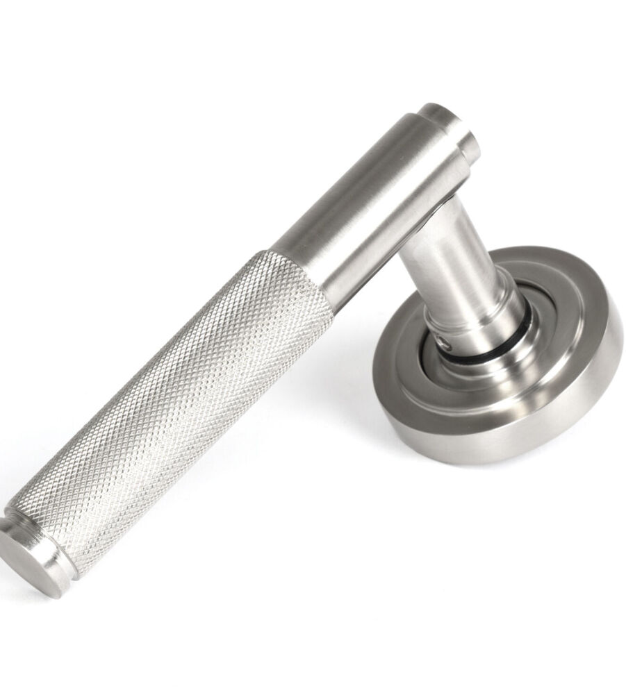 From The Anvil Satin Marine SS (316) Brompton Lever on Rose Set (Art Deco)