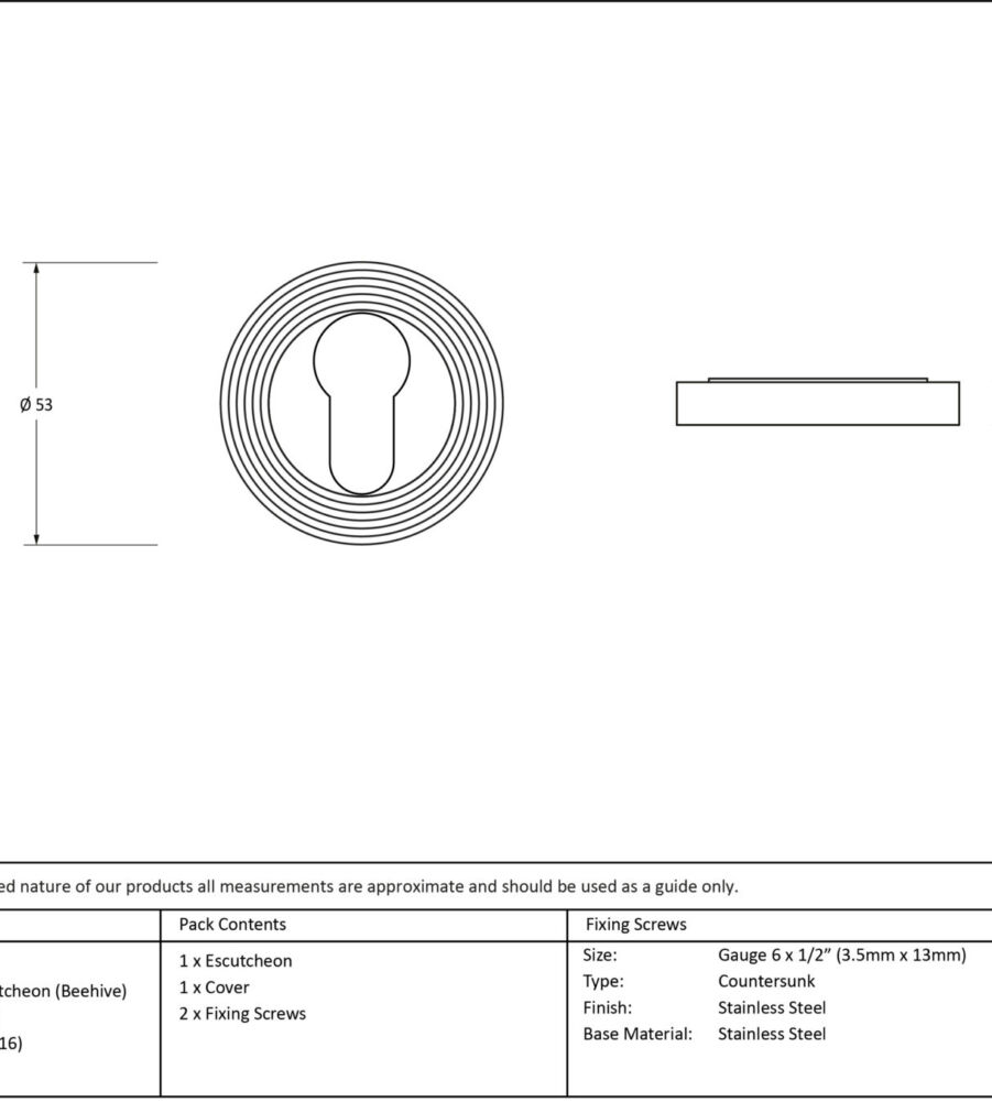 From The Anvil Polished Marine SS (316) Round Euro Escutcheon (Beehive) - Image 2