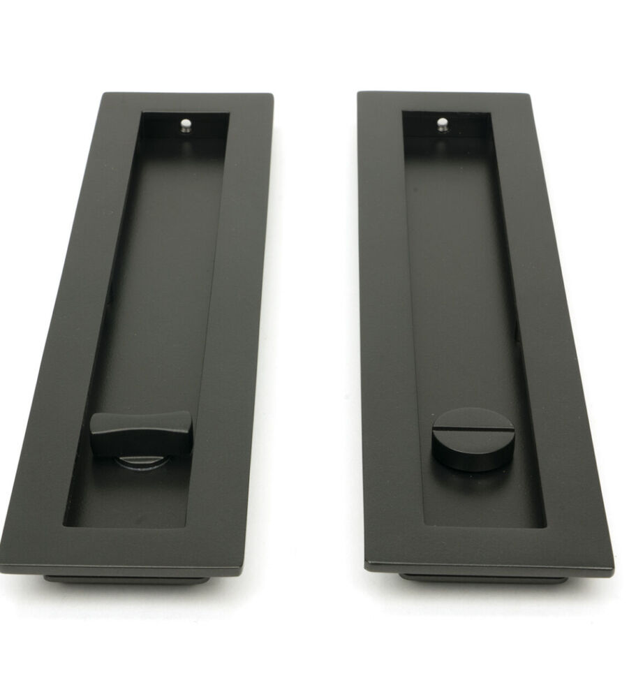 From The Anvil Aged Bronze 250mm Plain Rectangular Pull - Privacy Set - Image 3
