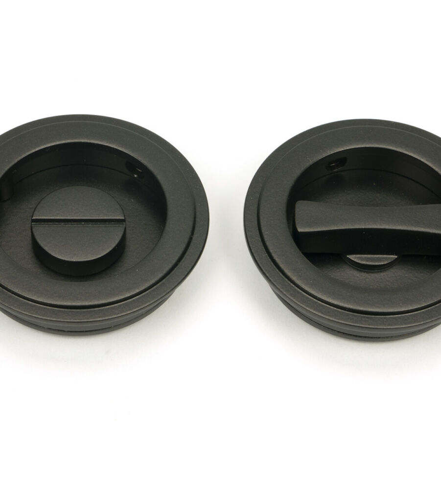 From The Anvil Aged Bronze 60mm Art Deco Round Pull - Privacy Set