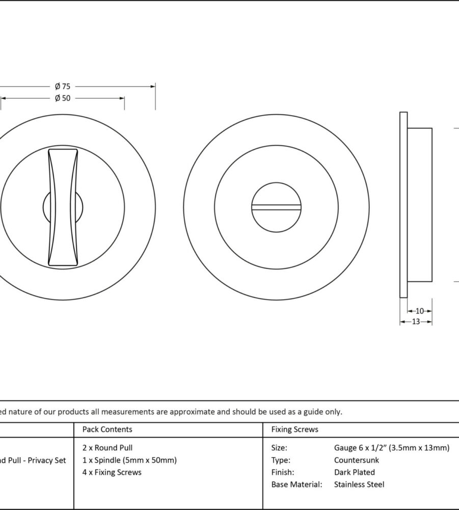 From The Anvil Aged Bronze 75mm Plain Round Pull - Privacy Set - Image 2