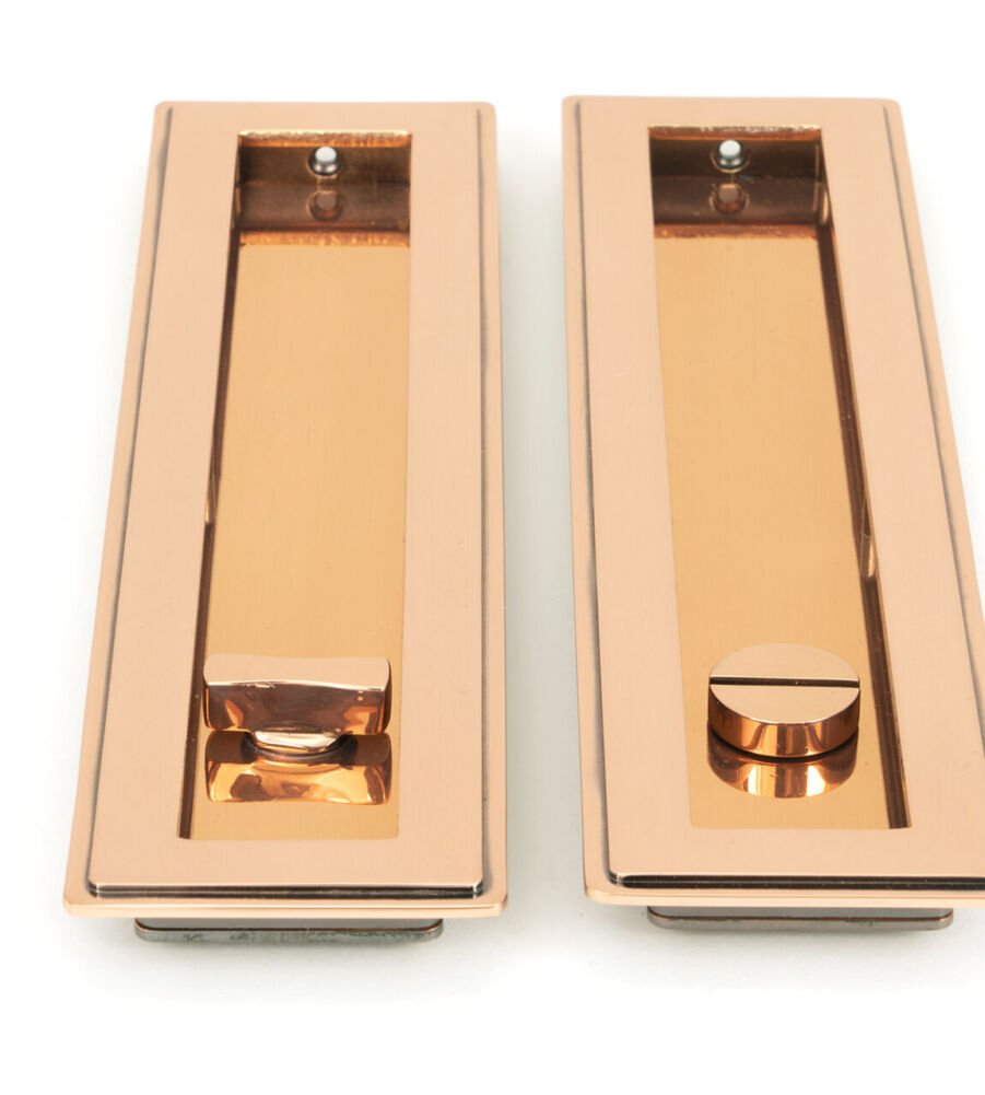 From The Anvil Polished Bronze 250mm Art Deco Rectangular Pull -Privacy Set - Image 3