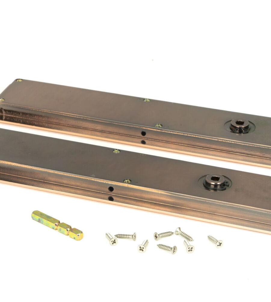 From The Anvil Polished Bronze 250mm Art Deco Rectangular Pull -Privacy Set - Image 4