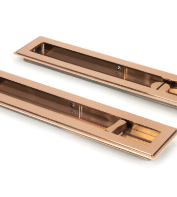 From The Anvil Polished Bronze 250mm Art Deco Rectangular Pull -Privacy Set