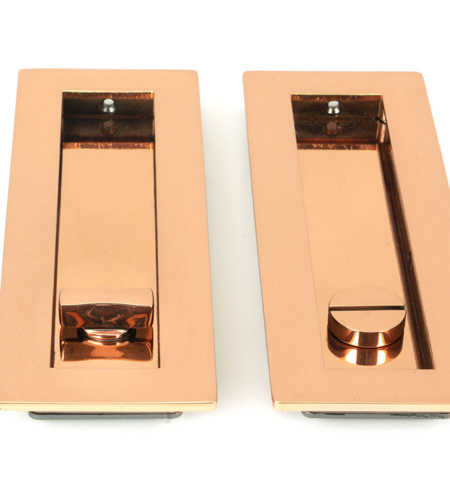 From The Anvil Polished Bronze 175mm Plain Rectangular Pull - Privacy Set - Image 3