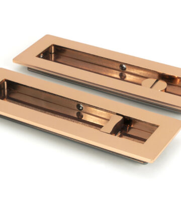 From The Anvil Polished Bronze 175mm Plain Rectangular Pull – Privacy Set