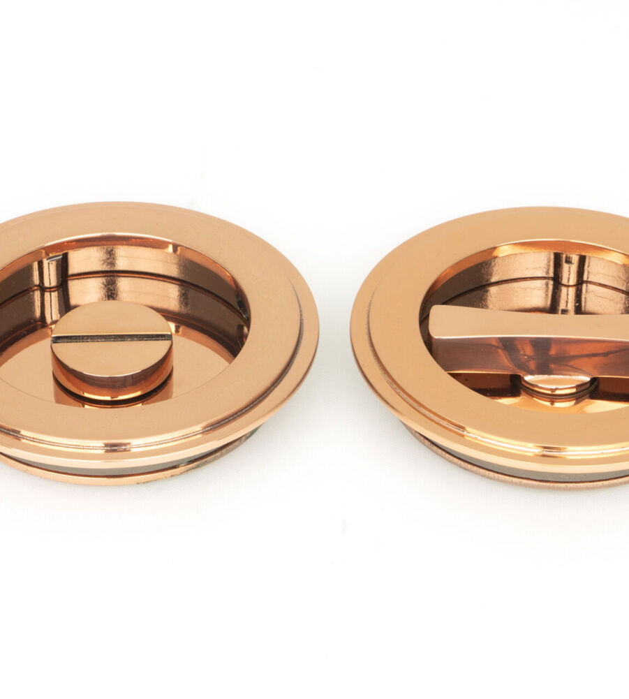 From The Anvil Polished Bronze 75mm Art Deco Round Pull - Privacy Set