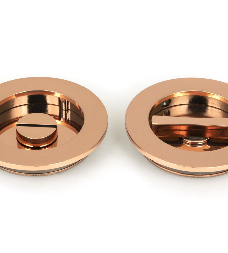 From The Anvil Polished Bronze 75mm Plain Round Pull - Privacy Set